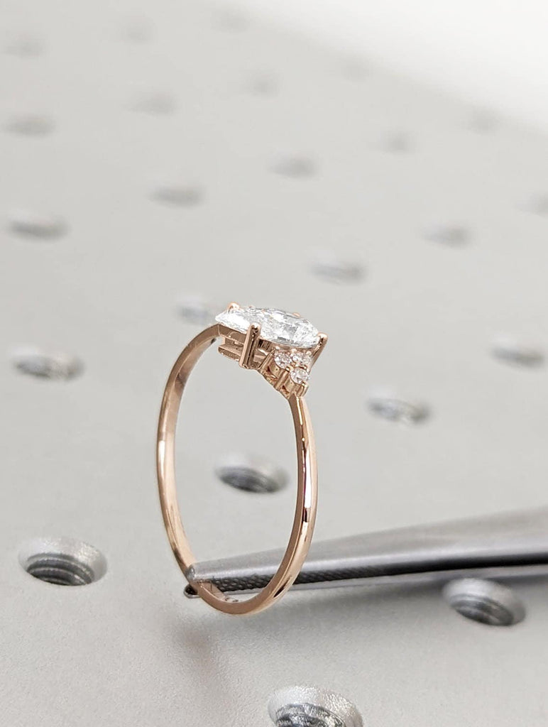 14K 18K Rose Gold Multi Stone Lab Diamond Promise Ring for Her