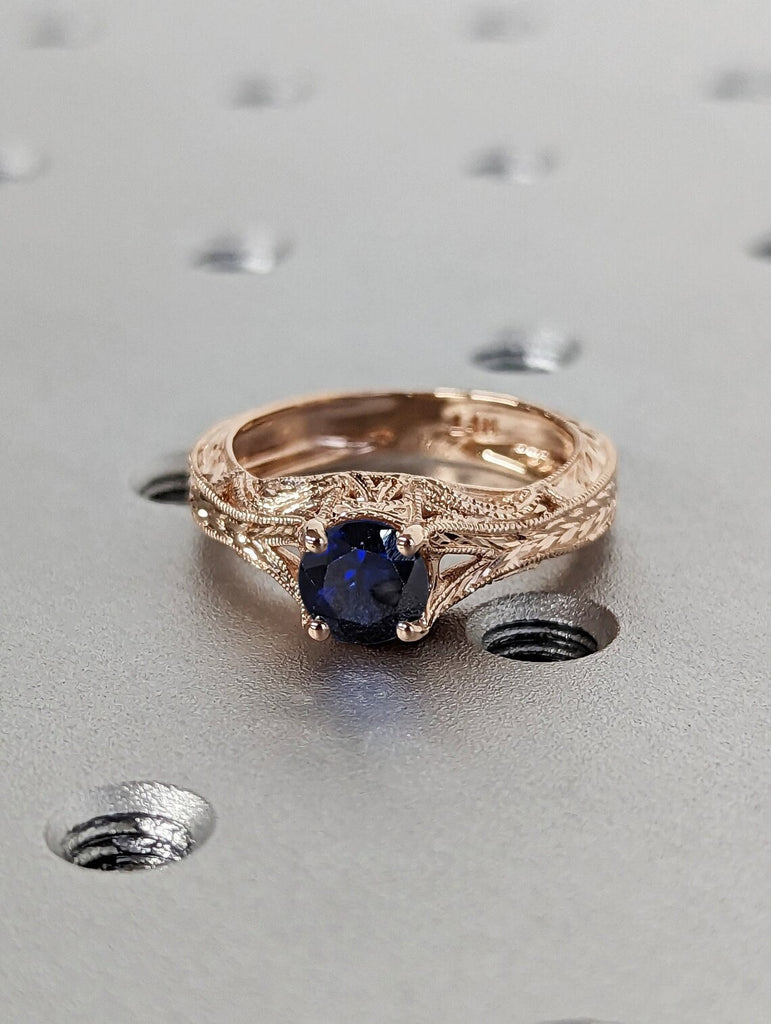 Art Deco Antique Lab Grown Sapphire