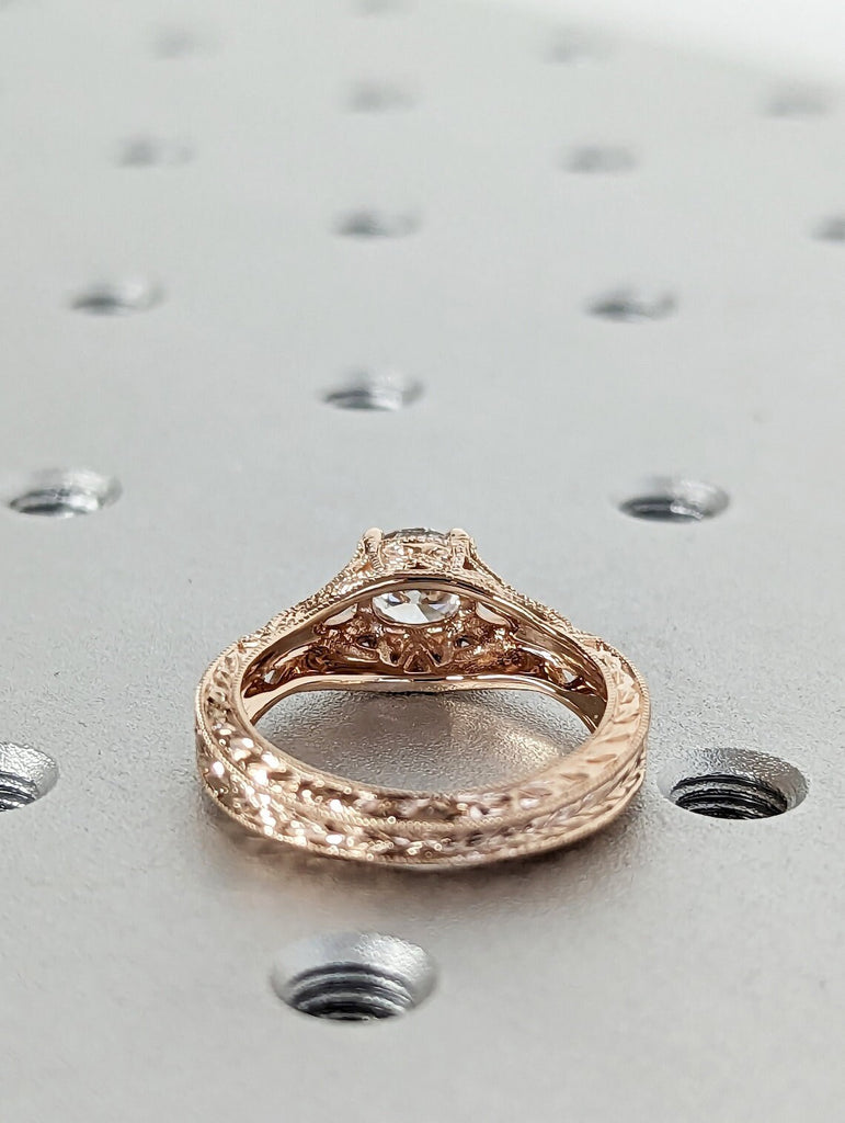 Antique Round cut Lab Grown Diamond Solitaire Women Engagement Ring | 14K 18K Solid Gold Art Deco Filigree Promise Ring | Bridal Jewellery