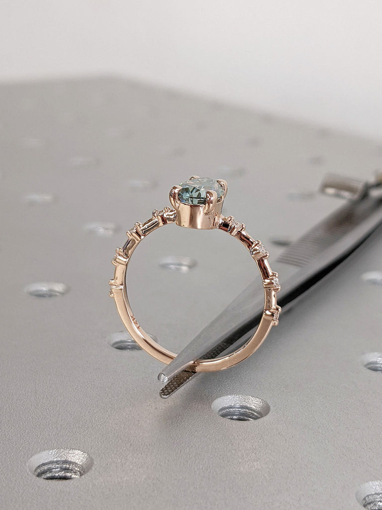14K 18K Rose Gold Dainty Distance Band. Unique Promise Ring for Her. Anniversary Gift