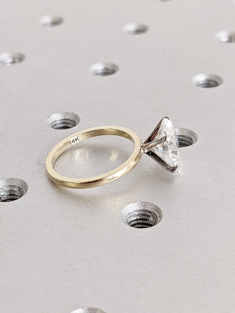 2ct Oval Lab Created Diamond Women Engagement Cocktail Ring | Unique Dual Tone White, Yellow Gold Band Proposal Ring Bridal Jewelry for Her