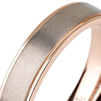 Rare Titanium Brushed Rose Gold Titanium Wedding Ring Plated Band 5mm