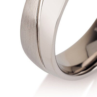 Braverman Curved Wedding Ring Wedding Band Titanium Half Polished Half Brushed Ring 6mm "The Wave"