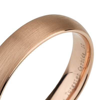 Rare Tungsten Ring Mens Wedding Band Ring, 5 mm, Rose gold tungsten band 4-12 Half Sizes Comfort Fit