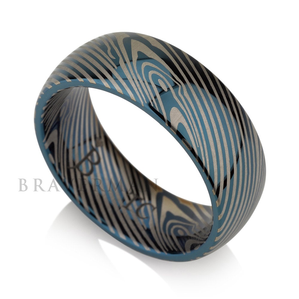 Mokume Gane Tungsten - Forged Ring - Mokume Band - Damascus Ring - Three Color Mokume - Mokume Wedding Bands - Mokumegane Engraving