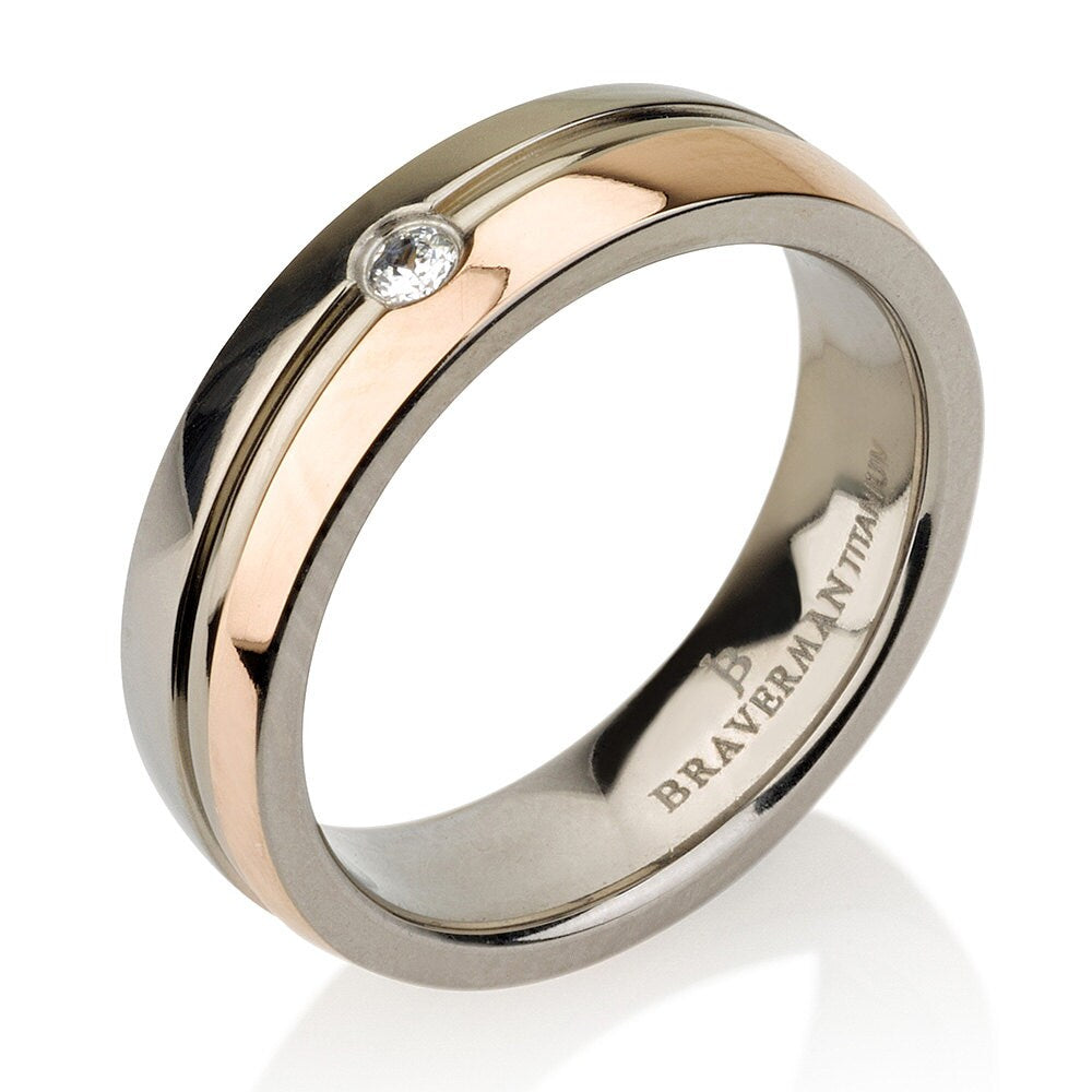 Titanium Wedding Band, Polished Rose Gold Titanium Wedding Ring, Rose Gold Plated Titanium Band 5mm