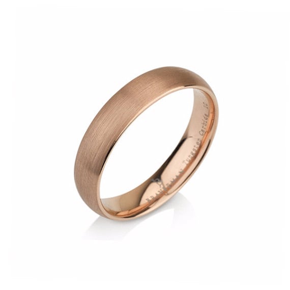 Tungsten Wedding Band, 5mm, Rose gold tungsten band 4-12 Half Sizes Comfort Fit