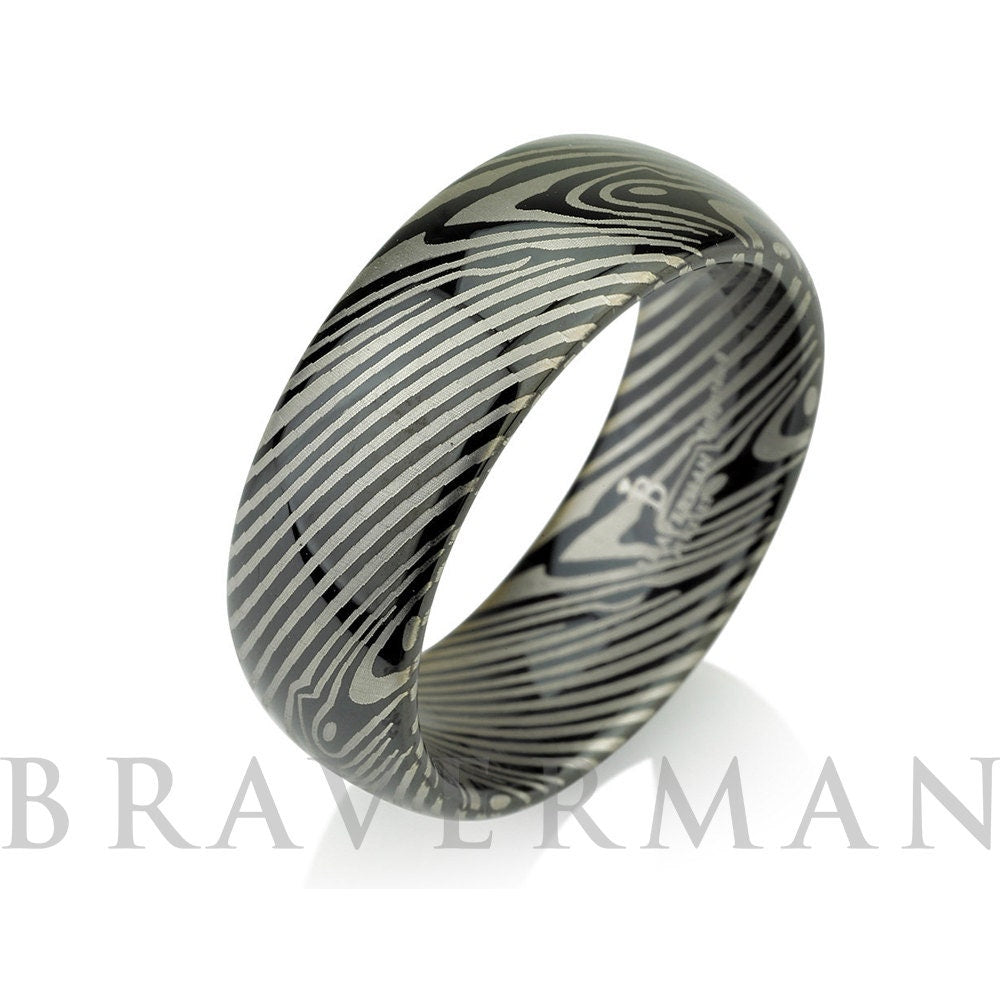 Mokume Gane Band Tungsten - Tungsten Wedding Band - Mokume Band - Damascus Ring, Two Color Mokume, Mokume Wedding Bands, Mokumegane