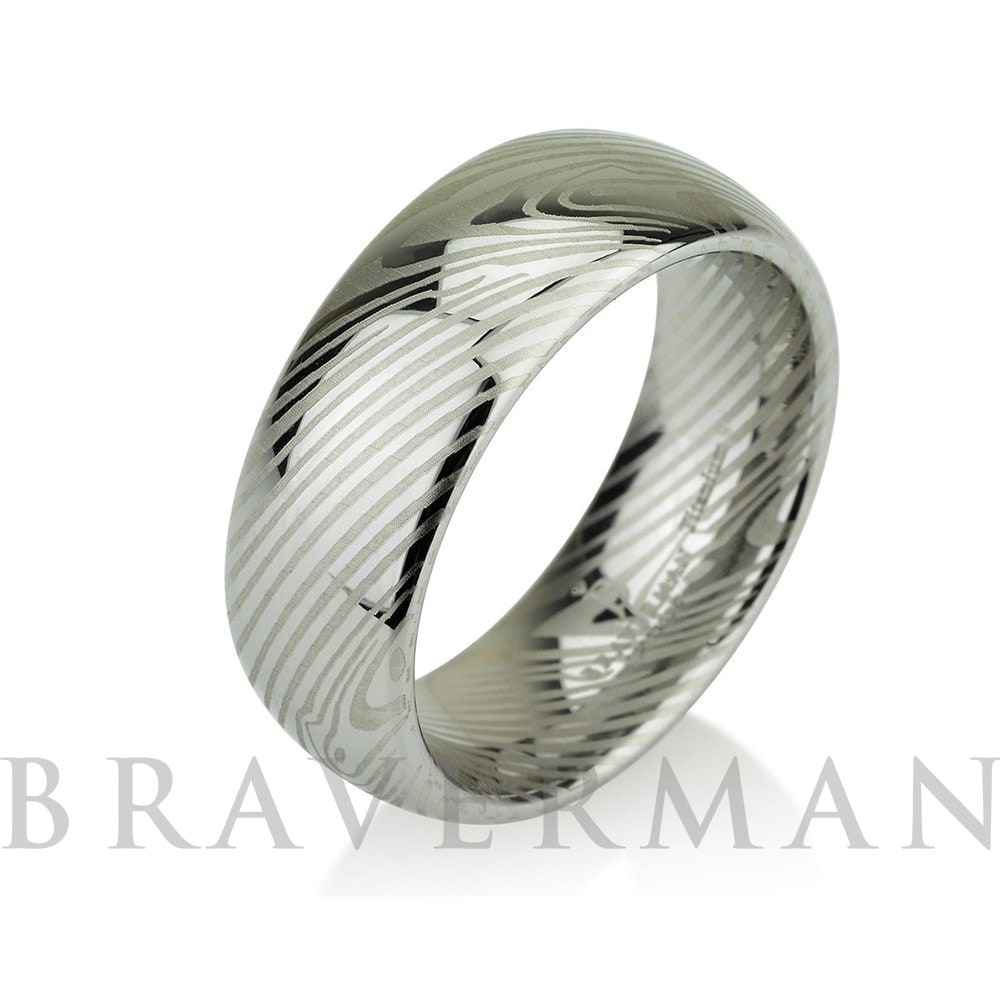 Natural Mokume Gane Tungsten - Forged Ring - Damascus Inlay - Mokume Band - Damascus Ring - Mokume Wedding Bands - Mokumegane