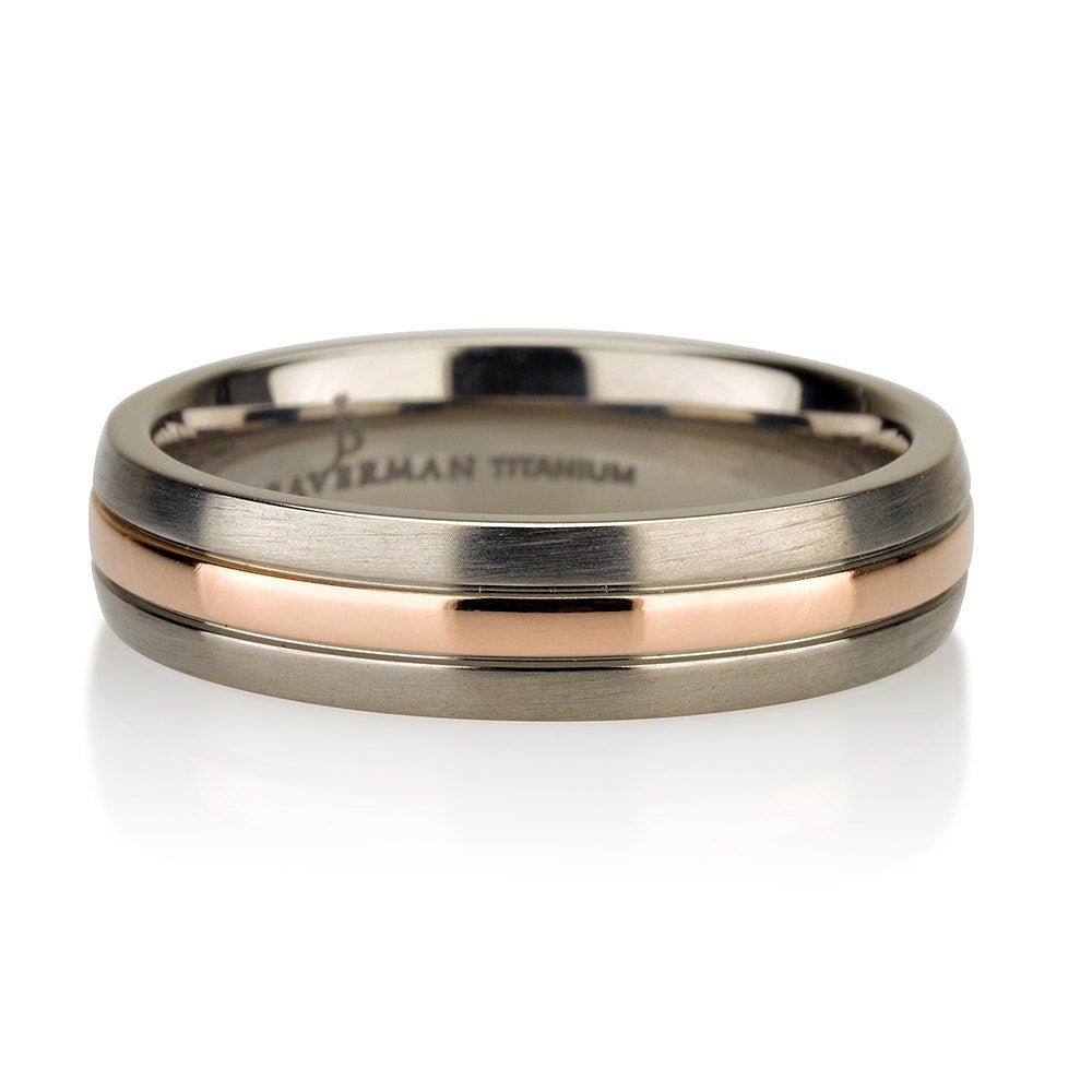 Titanium Brushed Rose Gold Wedding Ring Wedding Band Rose Gold Plated Band 5mm FREE Laser Engraving