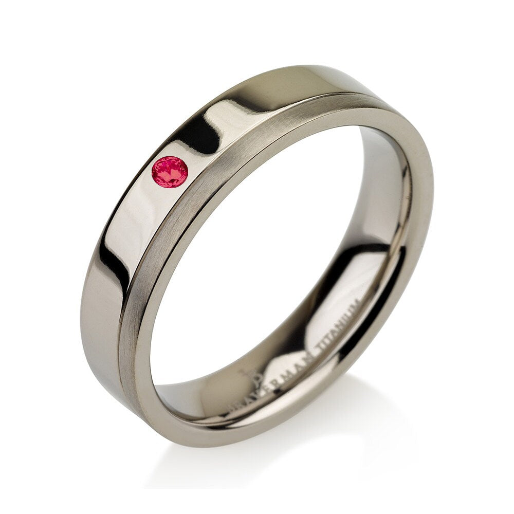 Titanium Wedding Band, Womens Wedding Bands, Red Ruby Band, Red Ruby Ring, Titanium Wedding , Titanium Women