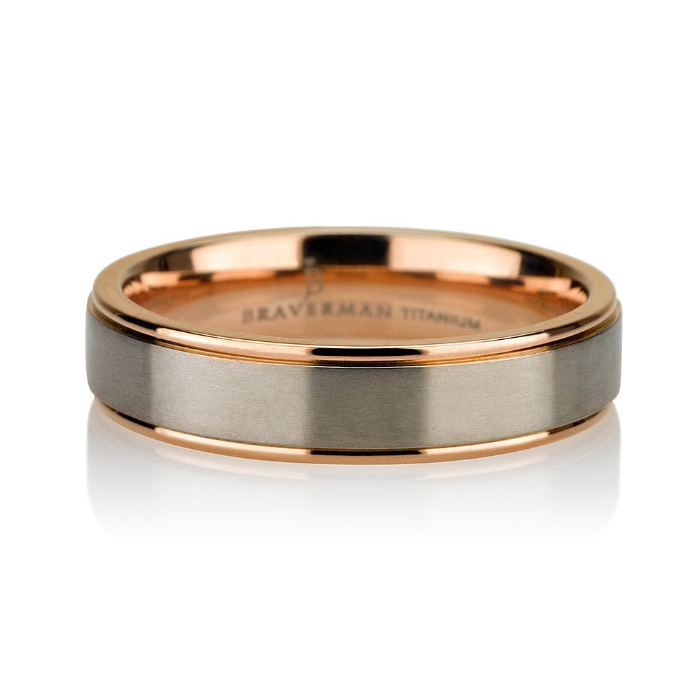 Rare Titanium Brushed Rose Gold Titanium Wedding Ring Plated Band 5mm FREE Laser Engraving