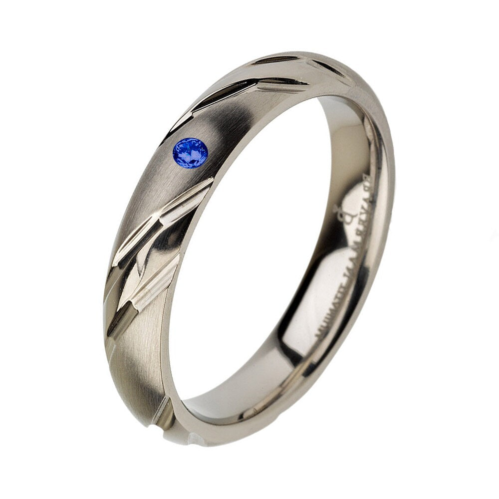 Womens Blue Sapphire Band, Delicate Ring, Delicate Band, Titanium Womens Band, Womens Wedding Bands