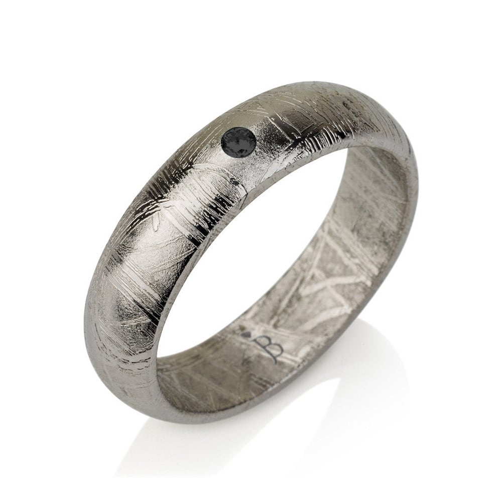 Black Diamond Meteor Ring 'Root of Happiness' - Meteorite Ring - Natural Meteorite Ring - Meteorite Band - Meteorite Ring - Gibeon Meteorite