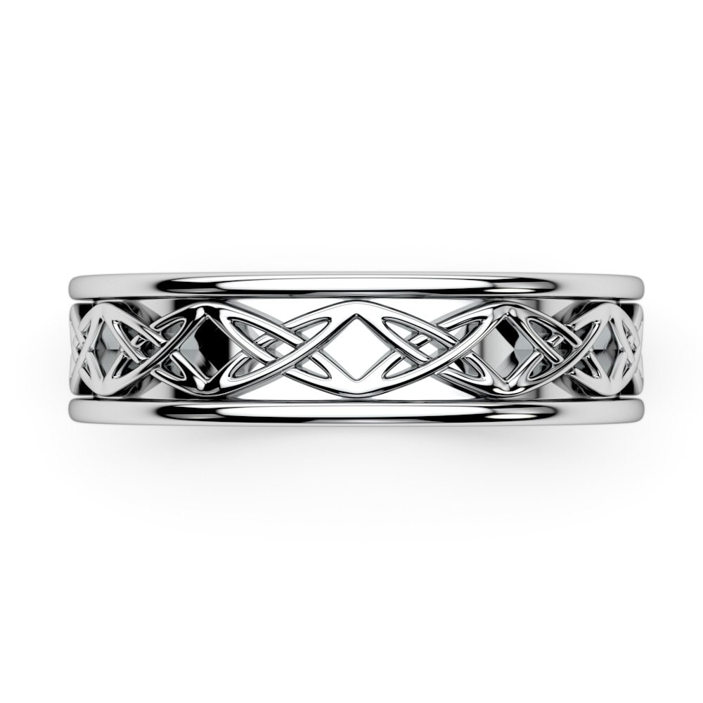 White Gold Celtic Endless Knot Wedding Band, Celtic Pattern Band, 14k White Gold Braided Ring, Promise Band, Commitment Band