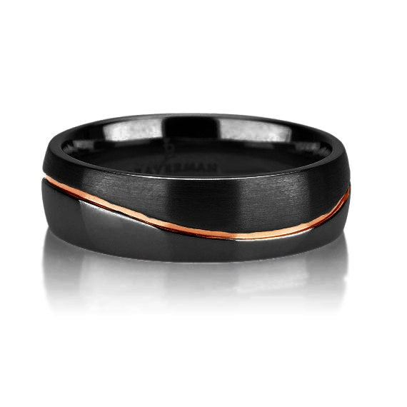 Black Tungsten Ring Curved Rose Gold Wedding Band Ring Tungsten 6mm 18K Tungsten Ring Man Band Male Women Rose Gold Ring